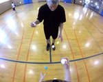 POV of Juggler Performing Juggling Trick With Partner While Passing Balls to Each Other