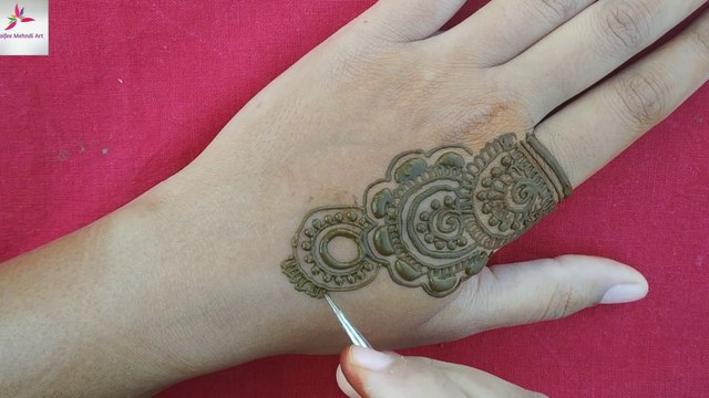 मेहंदी डिजाइन आसान - back hand party henna mehndi design - easy simple uniqe style finger mehndi design - latest mehendi design - Habiba Mehndi Art