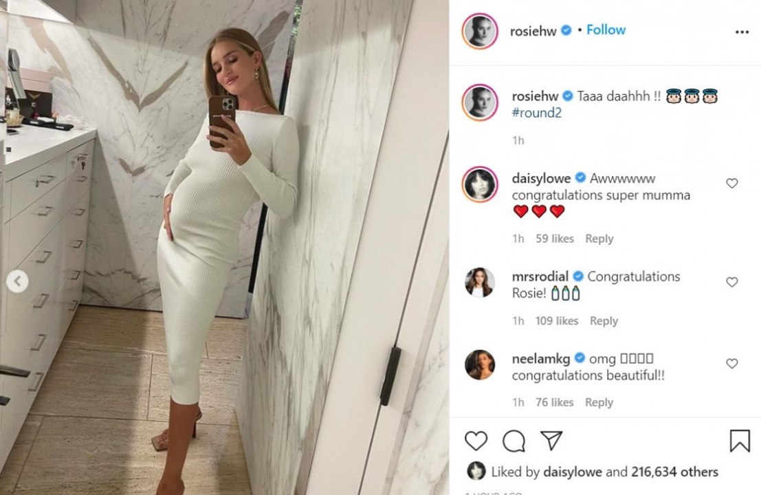 Rosie Huntington-Whiteley pregnant with second child