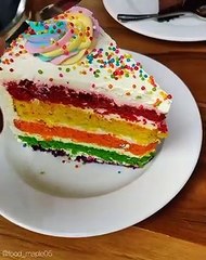 My Favourite Rainbow Cake  ! Sharma ji food tour ! # shorts# short # cake # indian sweet