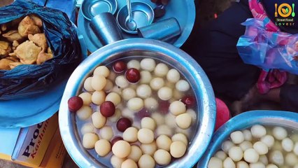 Hardworking Man Selling Rasgulla with Suzi Halwa in Weekend Market - Indian Street Food