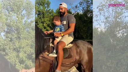 Burak Özçivit'e oğlu Karan'dan at binme taktikleri
