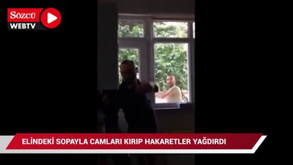 Elindeki sopayla camı kırmaya çalıştı, sağlık çalışanlarına hakaretler savurdu