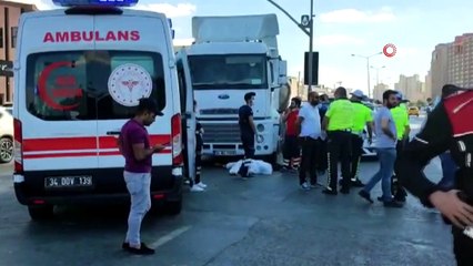 Büyükçekmece-Hadımköy yolu, Beylikdüzü istikametinde hafriyat kamyonunun çarptığı yaya olay yerinde hayatını kaybetti