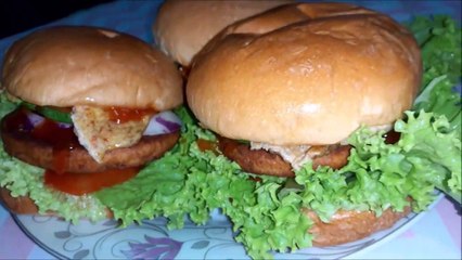 #chikenburger #burger #chiken #hashtag #  spicy chicken burger _ homemade chicken burger by #Rashi.