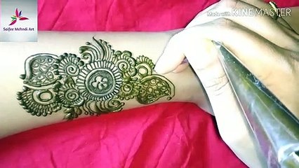 easy simple arebic henna mehndi design - back hand mehndi design for beginners - floral mehndi design  -Habiba Mehndi Art