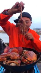 SPICY SEAFOOD | SQUID OCTOPUS SUPER NICE EATING |  أصوات الأخطبوط ال | #shorts #103