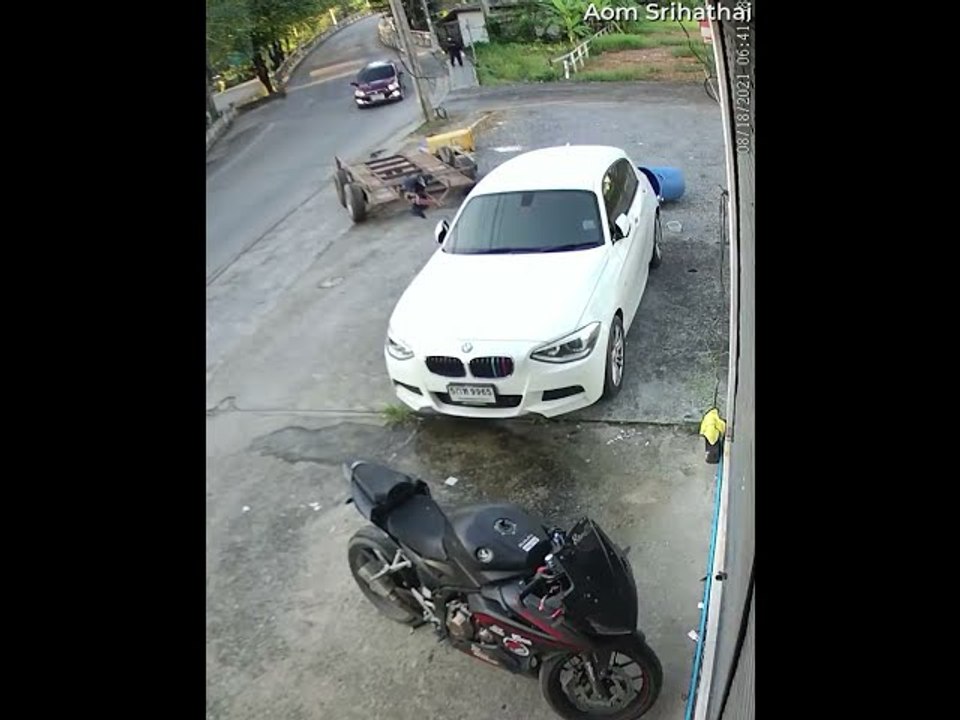 Loose Trailer Plows into Parked Car
