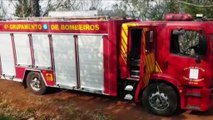 Grande área de vegetação pega fogo às margens da BR-369 em Cascavel