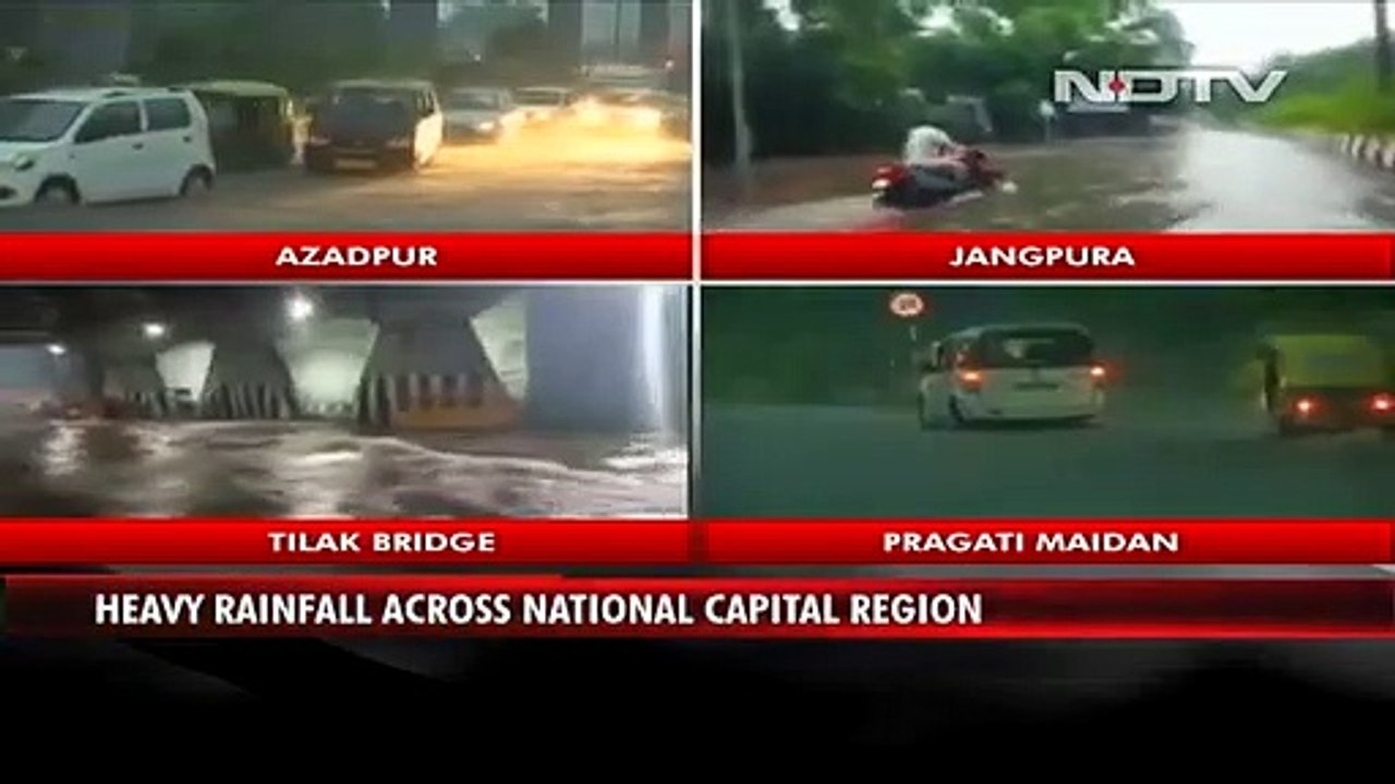 Intense Rain In Delhi Waterlogged Roads Traffic Jams..