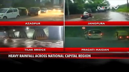 Intense Rain In Delhi Waterlogged Roads Traffic Jams..