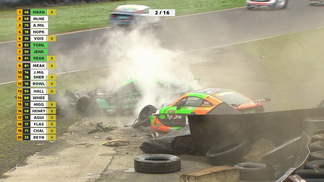 Ginetta Junior 2021 Knockhill Race 1 Huge Crash Meakin Miller