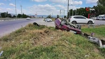 Bursa'da manevra yapan araç takla attı! O anlar kamerada