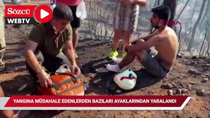 Heybeliada'da yangına müdahale edenlerden bazıları ayaklarından yaralandı