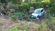 Otomobil bahçeye uçtu: 3 yaralı