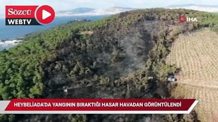 Heybeliada’da yangının bıraktığı hasar havadan görüntülendi