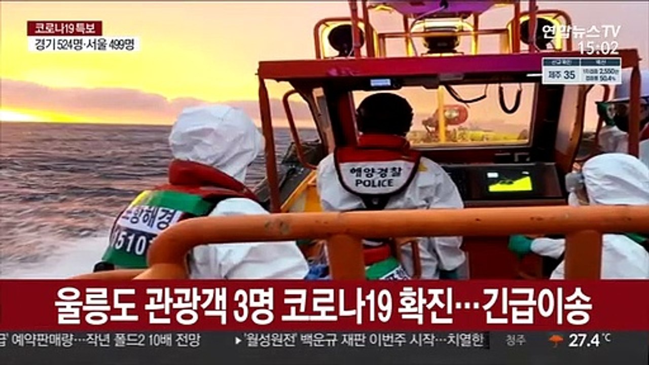 풍랑주의보 속 울릉도 관광객 3명 코로나19 확진…긴급이송