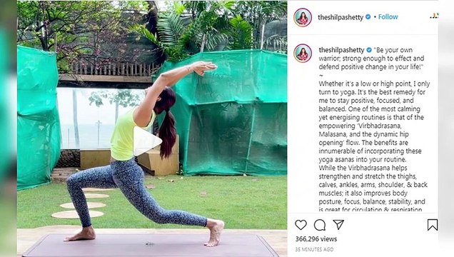 Watch, Shilpa Shetty shares video of nailing Virbhadrasana, shares empowering message