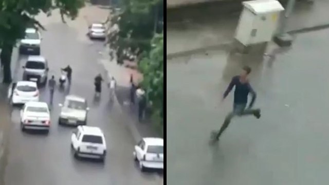 Selden saniyeler önce çekildi: İnsanlar kaçacak yer aradı