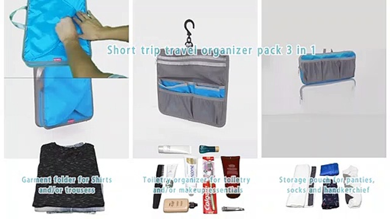 Cómo empacar artículos de tocador y cuidado de la piel para viajes cortos - Organizador de viaje 3 en 1