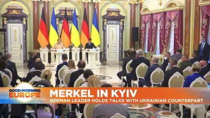 Angela Merkel urges high-level meeting on eastern Ukraine in 'farewell visit' to Kyiv