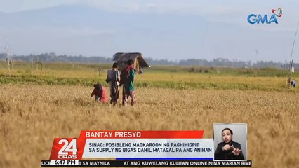 SINAG: Posibleng magkaroon ng paghihigpit sa supply ng bigas dahil matagal pa ang anihan | 24 Oras
