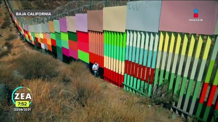 El muro fronterizo se pinta para concientizar sobre las afectaciones a la flora y fauna