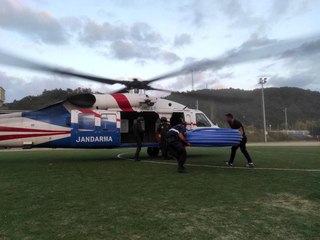 İçme suyu malzemeleri helikopter ile taşındı