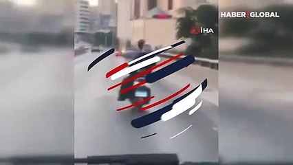 Serum takılı hasta, motosikletle böyle seyahat etti