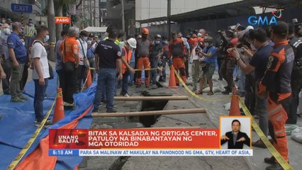Bitak sa kalsada ng Ortigas Center, patuloy na binabantayan ng mga otoridad | UB