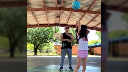 'Father-Daughter Duo Slays EPIC Basketball Trick Shot'