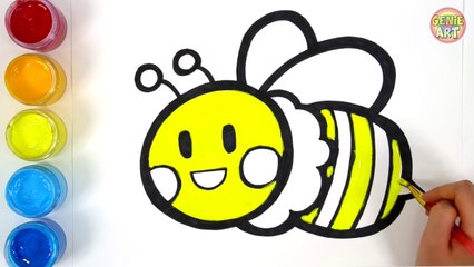 Let's learn to glitter Bee drawing and coloring, painting - GENiEART - YouTube