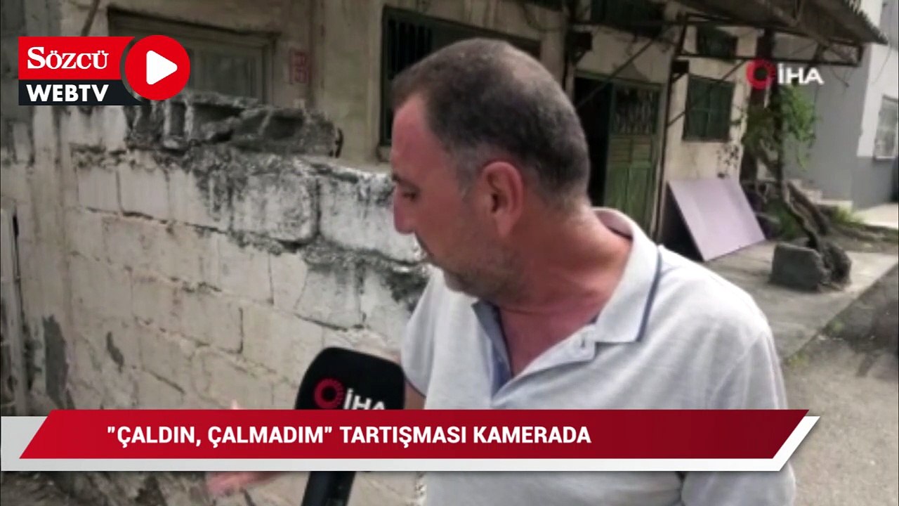 Hırsızlık şüphelisi ile vatandaş arasındaki “Çaldın, çalmadım” tartışması kamerada