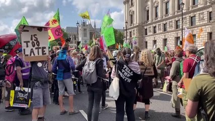 Çevreci grup Extinction Rebellion üyeleri Londra'da yol kapattı