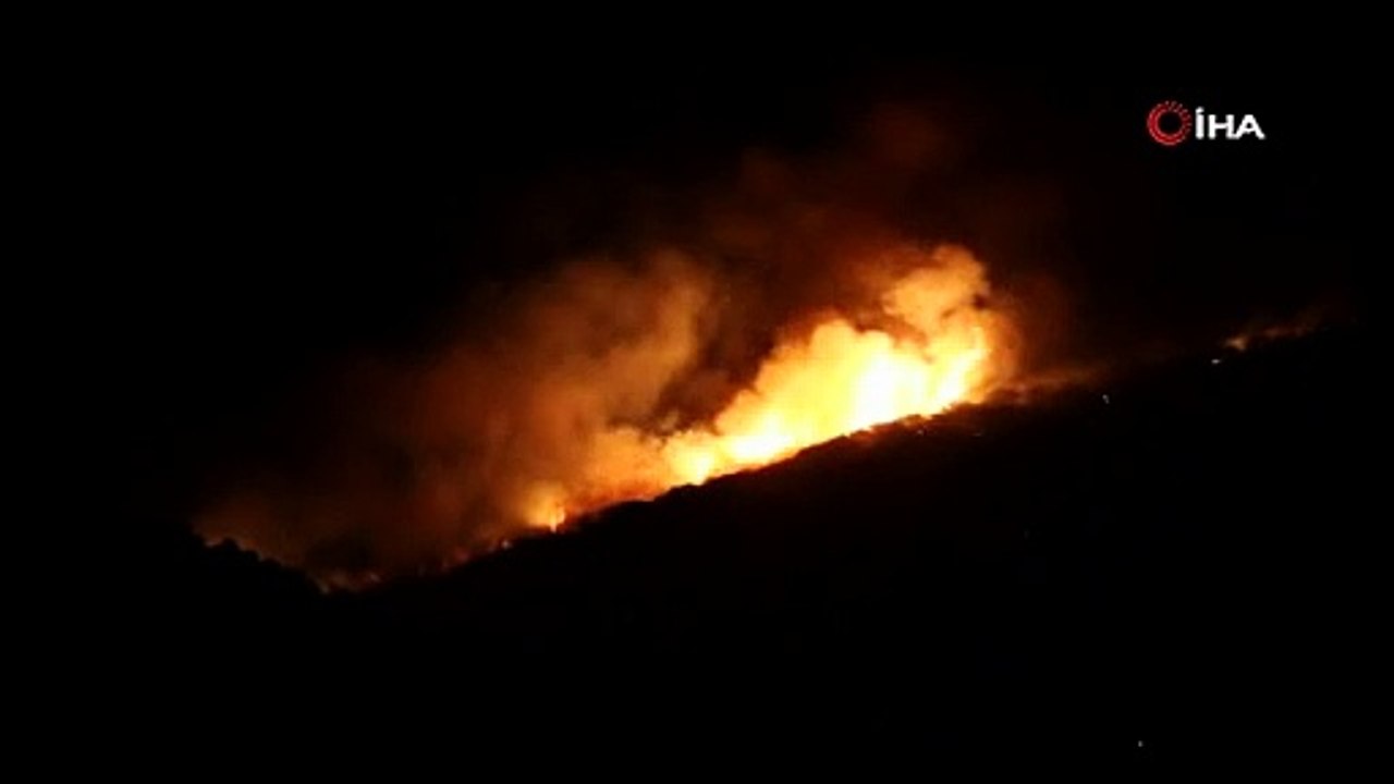 Manisa'da orman yangını! Alevler geceyi böyle aydınlattı