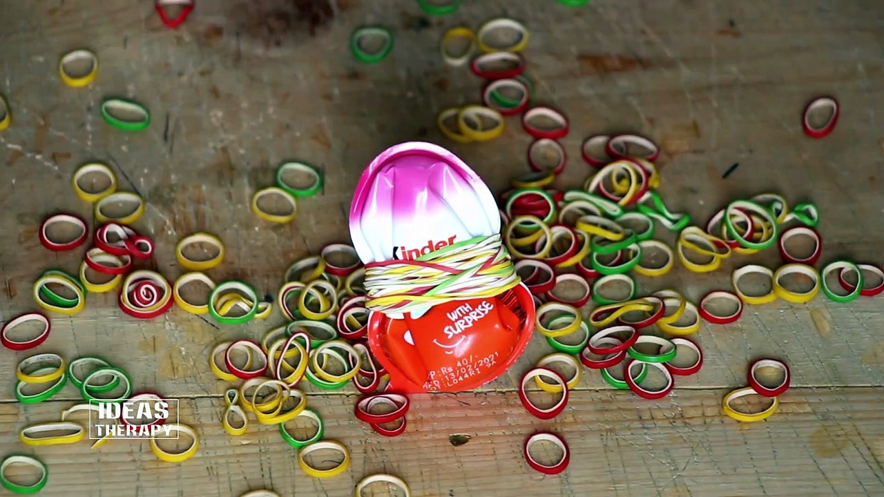 Kinder Joy Vs Rubber Bands Experiment | Ideas Therapy