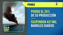 Pemex pierde el 25% de su producción tras incendio en plataforma