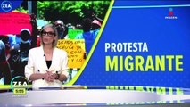 Migrantes haitianos varados protestan en Tapachula