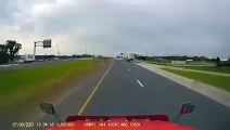 Truck Driver Forced onto Shoulder by Bad Driver