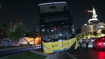 Başakşehir'de kontrolden çıkan otobüs beton bariyerlere çarptı