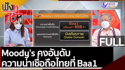 (คลิปเต็ม) Moody's คงอันดับความน่าเชื่อถือไทยที่ Baa1 | ฟังหูไว้หู (24 ส.ค.64)