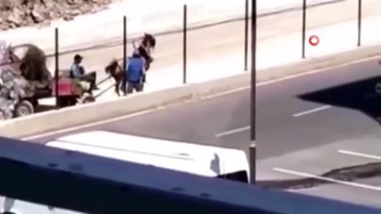 Yükü çekemeyen ata sopalı şiddet kamerada