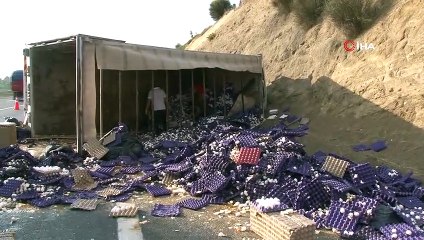 Kuzey Marmara Otoyolu'nda yumurta yüklü kamyon devrildi: 1 yaralı