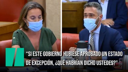 Cuca Gamarra critica al PSOE por el confinamiento y un socialista no se corta en su respuesta