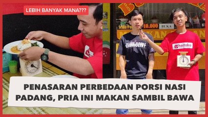 Penasaran Perbedaan Porsi Nasi Padang, Pria Ini Nekat Makan sambil Bawa Timbangan