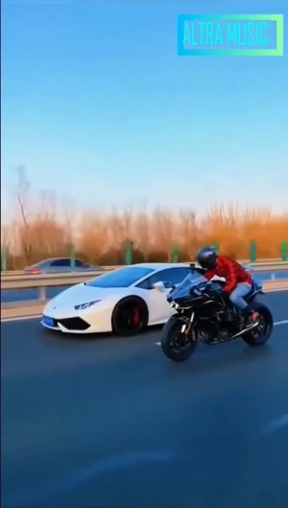 kawasaki H2R || kawasaki vs lamborghini race || supercar & superbike race