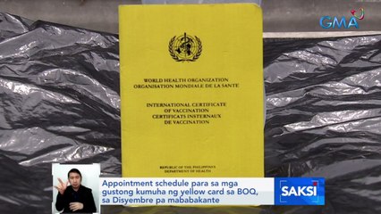 Appointment schedule para sa mga gustong kumuha ng yellow card sa BOQ, sa Disyembre pa mababakante | Saksi