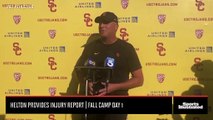 USC Fall Camp Practice #2 | Clay Helton Provides Injury Report & Shares Bru McCoy's Status