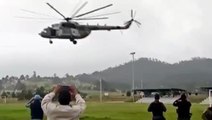 Meksika İçişleri Bakanı'nın da olduğu helikopter iniş yaptığı sırada düştü! Anbean kamerada