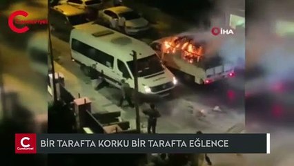 Yanan aracı uzaklaştırmaya çalıştı, diğerleri okeye devam etti